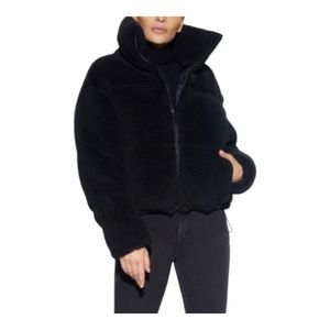 Apparis Faux Sherpa Teddy Puffer Black Jacket
